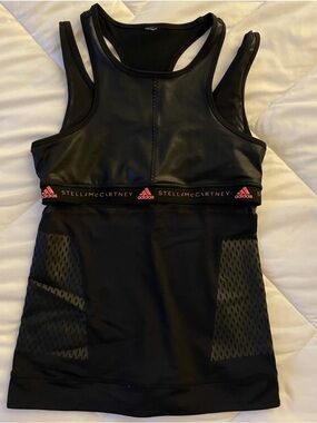 Adidas by Stella McCartney Black Tank with Pink Logo Band